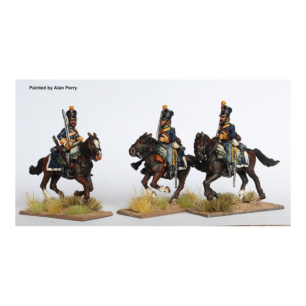 Dragoons of the Alcantara, galloping, swords shouldered (shakos)