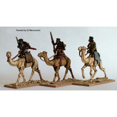 Mounted Beja on camels with rifles