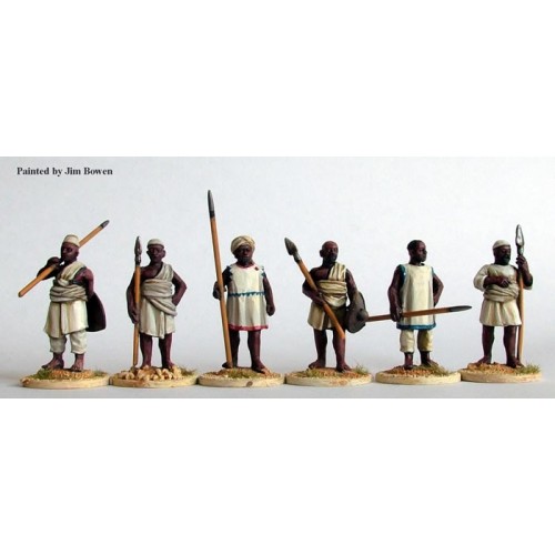 Nile Arab spearmen standing at rest