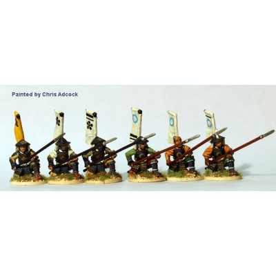 Yari Ashigaru kneeling receiving cavalry