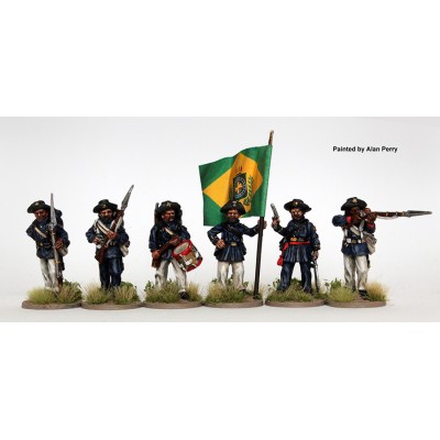 Brazilian Volunteers of Patria command standing (broad brimmed hats)