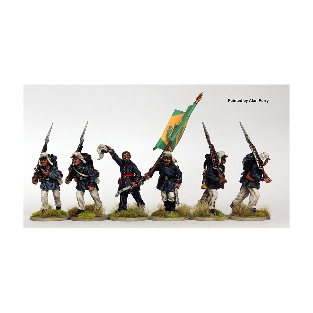 Brazilian Volunteers of Patria command advancing (kepi and Havelocks)