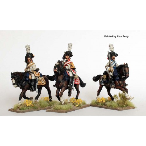 Cuirassiers galloping, swords shouldered.