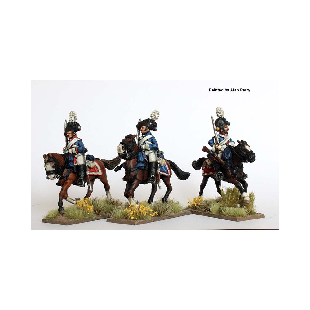 Dragoons galloping, swords shouldered (square saddlecloths)