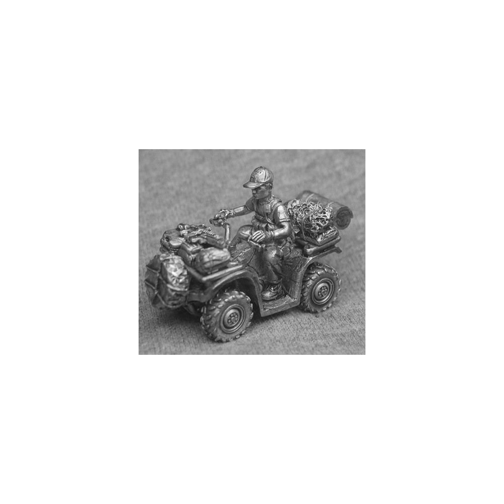 SAS Quad bike with rider and stowage items.