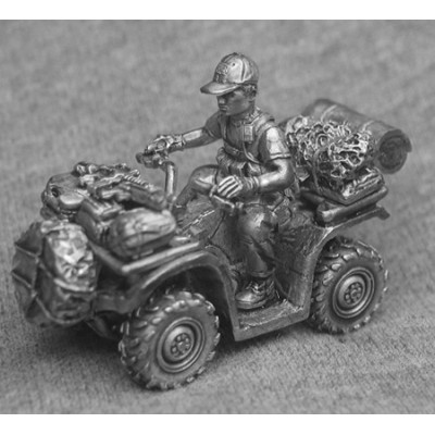 SAS Quad bike with rider and stowage items.