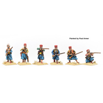 Janissaries in campaign dress skirmishing, in cahouk hats