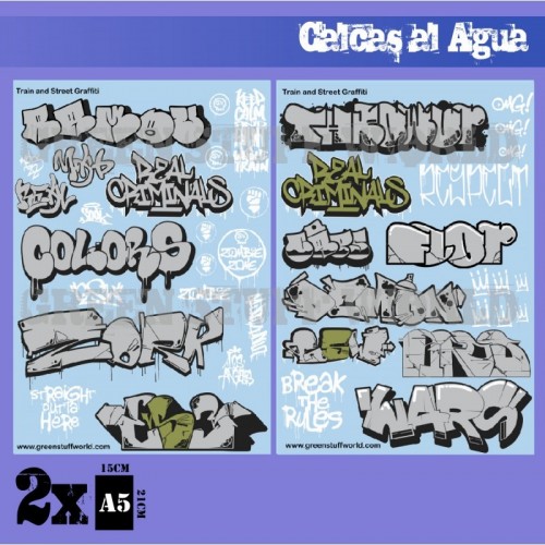 Calcas al agua - Mix Graffitis - Oro y Plata