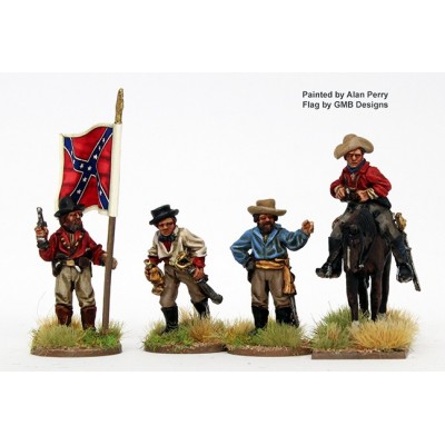 Dismounted Confederate command in shirts