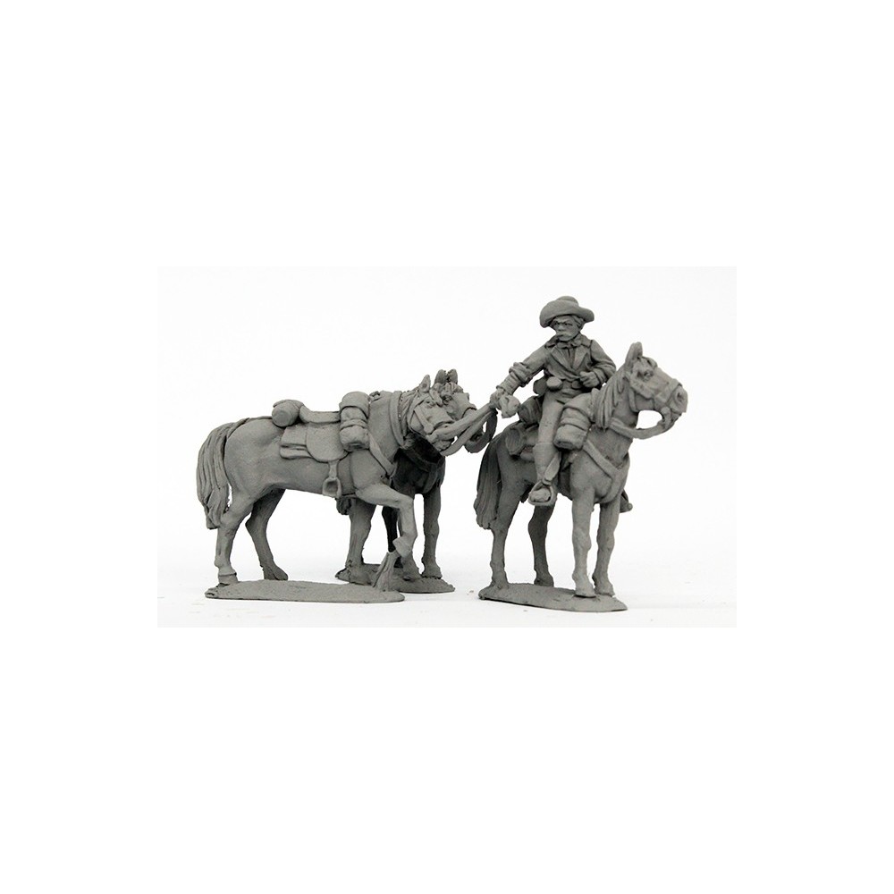 Confederate horse holder in shirt with three horses