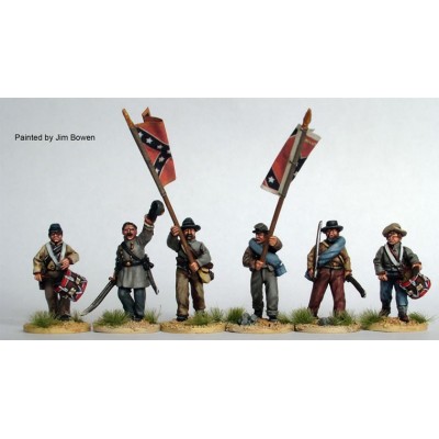 Confederate Infantry command advancing in shell jackets