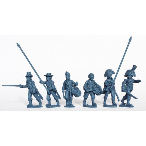 Infantry command advancing in part uniform and civilian clothing 1808-12