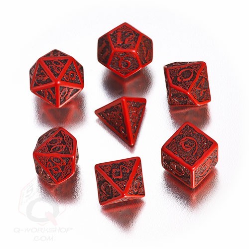 Red & black Celtic 3D Revised Dice Set