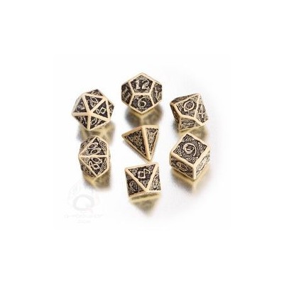 Beige & black Celtic 3D Revised Dice Set