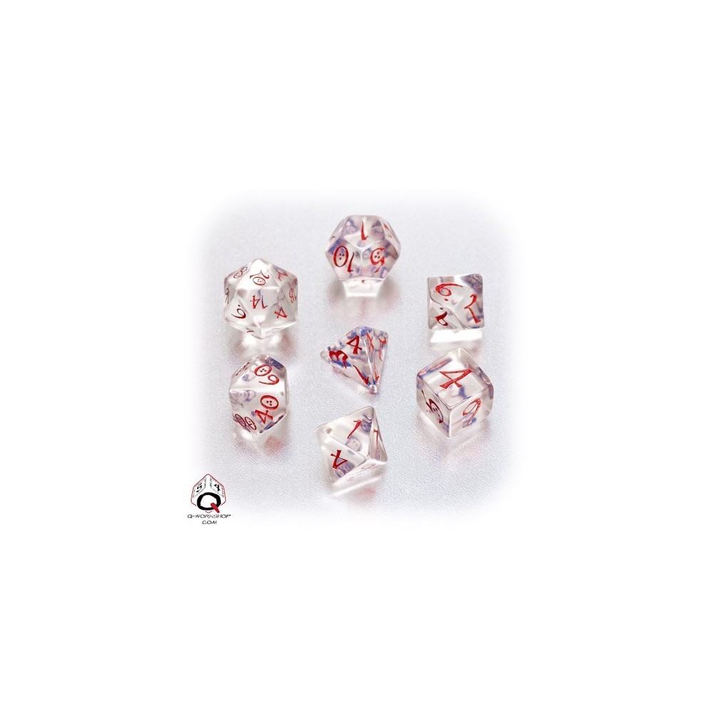 Transparent blue& red Classic RPG Dice Set (7)