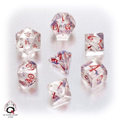 Transparent blue& red Classic RPG Dice Set (7)