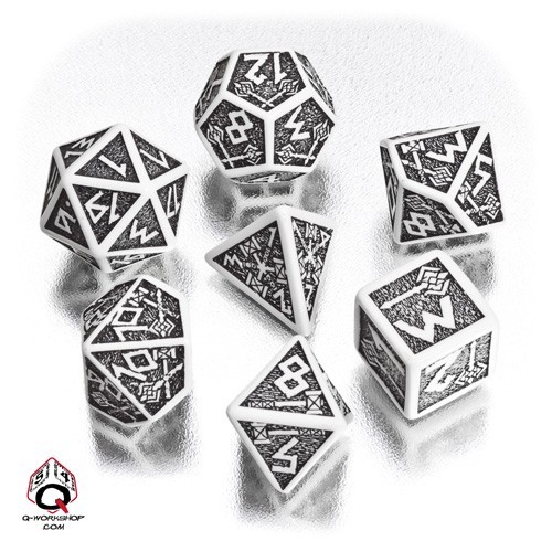 White & black Dwarven Dice Set