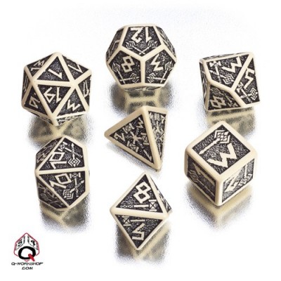 Beige & black Dwarven Dice Set