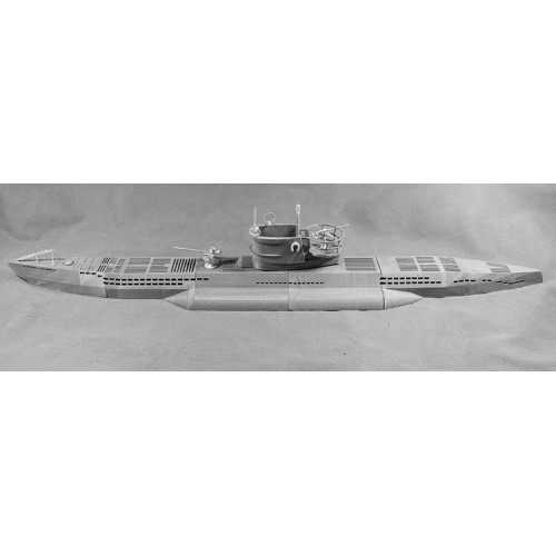 Uboat Resin body with metal parts including deck gun and AA gun.